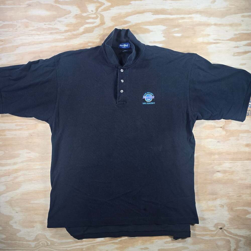 Vintage Hard Rock Cafe San Francisco Polo Shirt Black Made in USA XL